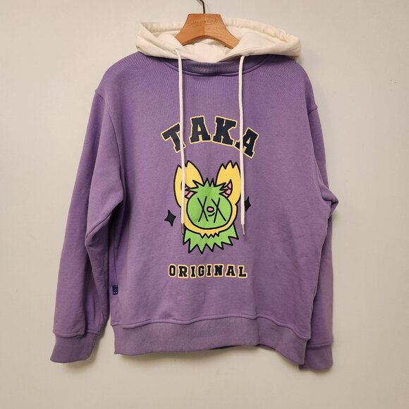 TAKA ORIGINAL Hoodie Moody Bob Womens Small Purple White Drawstring Sweatshirt‎ - Picture 4 of 15